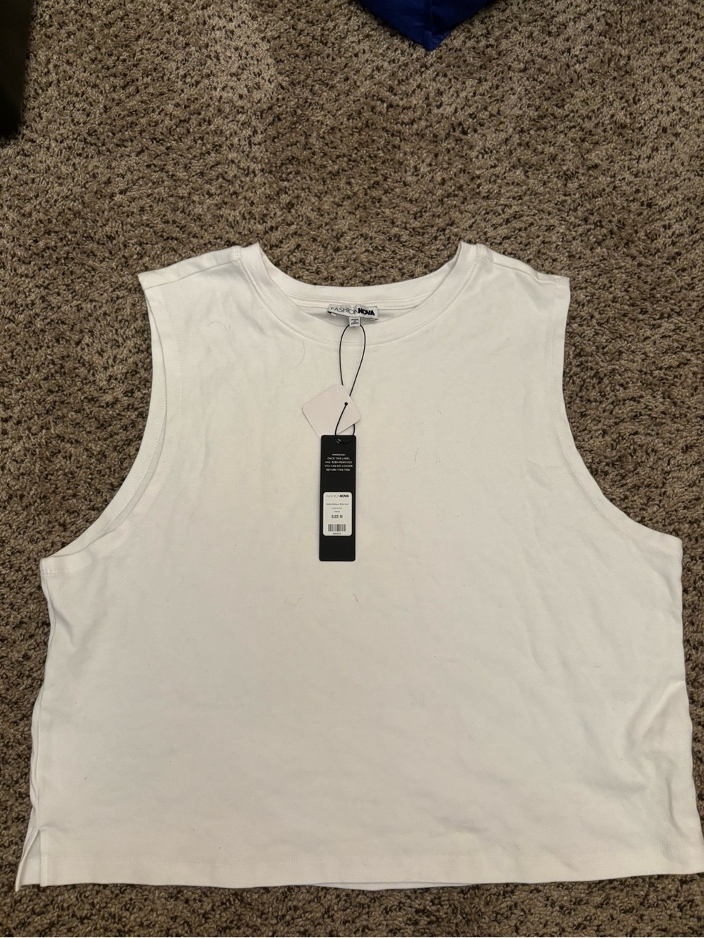 Fashion Nova White Wide-Arm Crop Tank